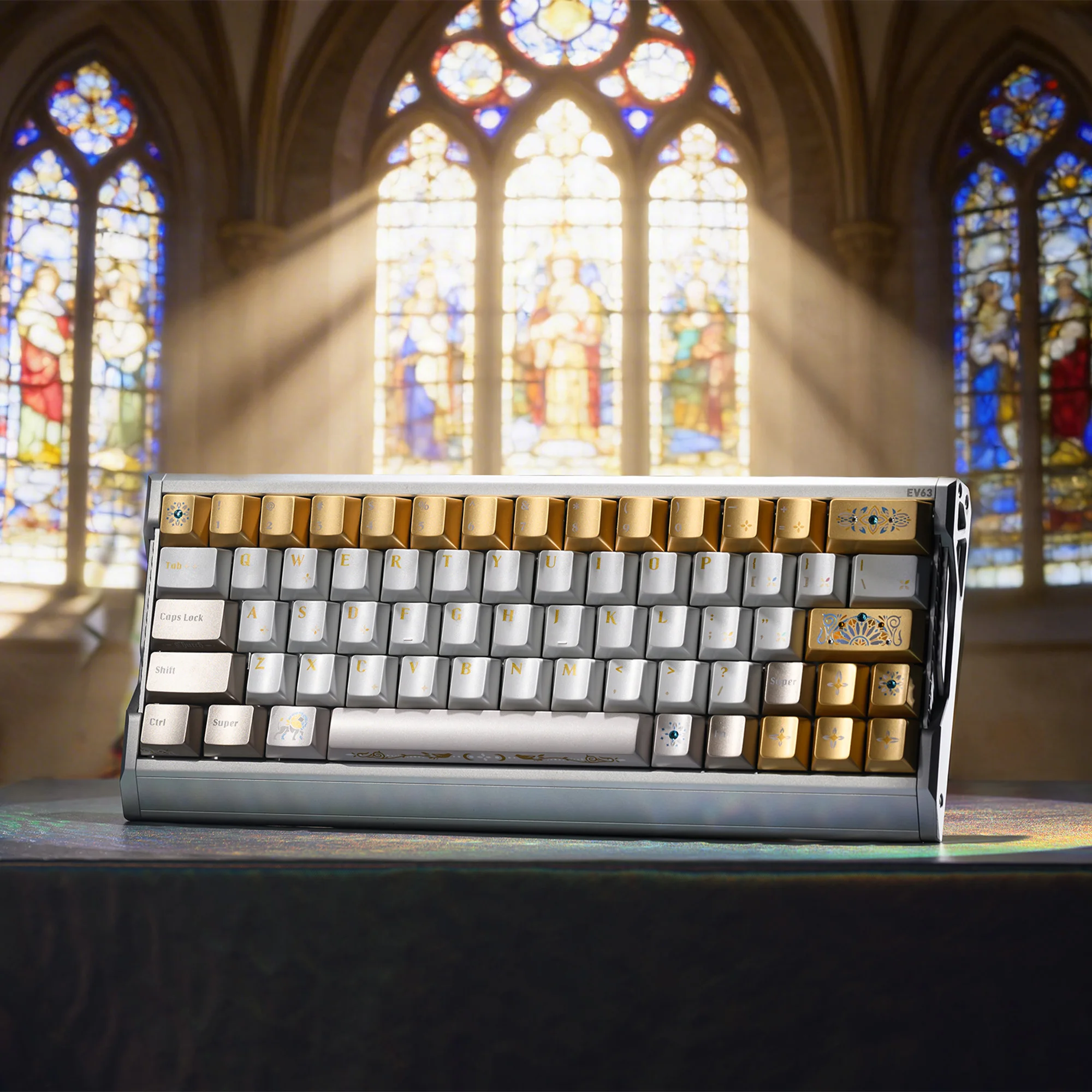 XVX Stained Glass Cherry Profile PBT+PC 181-Key Keycap Set Pearl finishes, prismatic detail, and moissanite-set accents