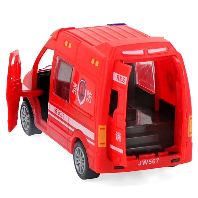 Hospital Rescue Ambulance Police Metal Cars Model Pull Back Sound And Light Alloy Diecast Car Toys For Children Boys Gifts