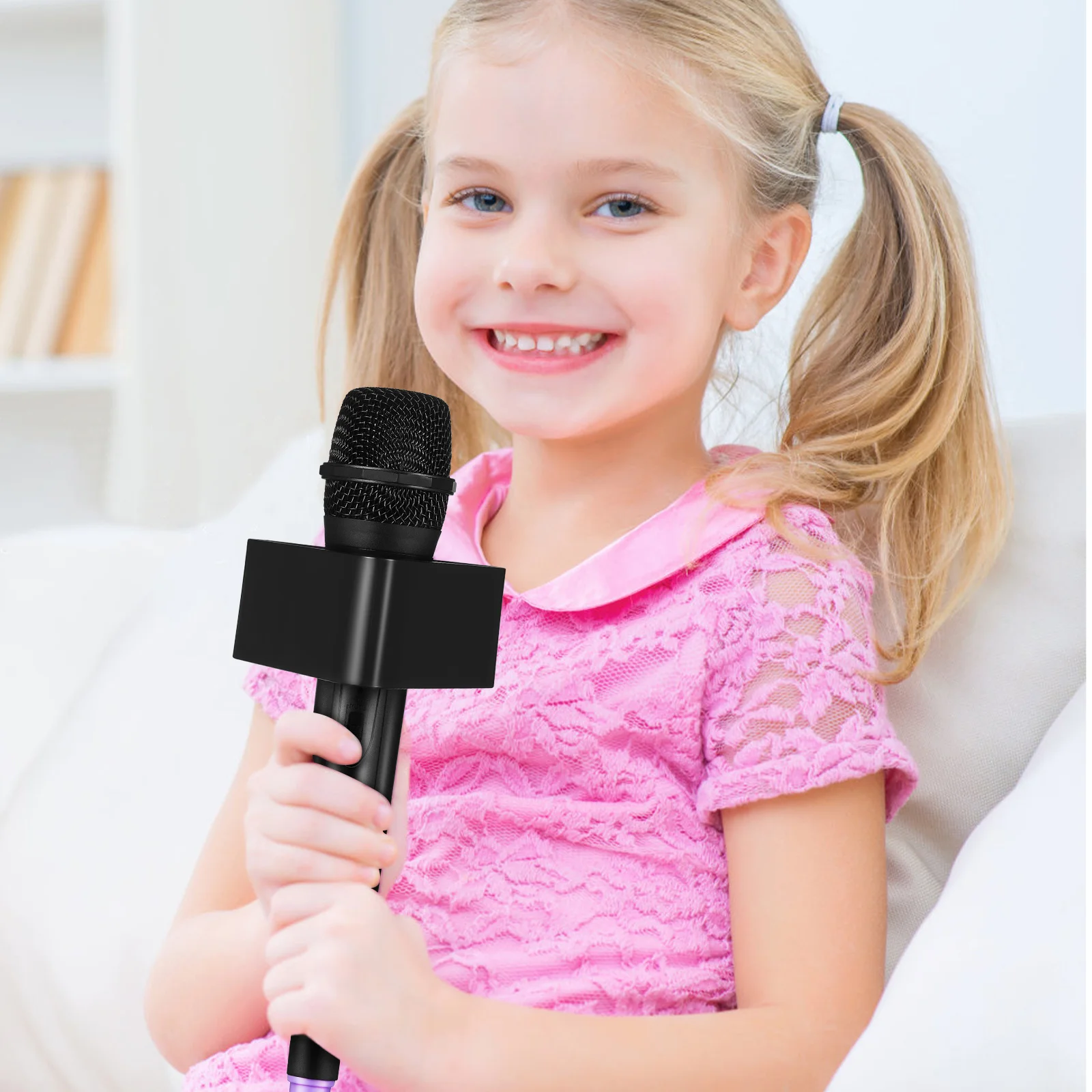 Microphone Children's Toy Fake Purple Small Square Logo Black Role Play Pretend Party Prop Simulated for Stage Model Baby