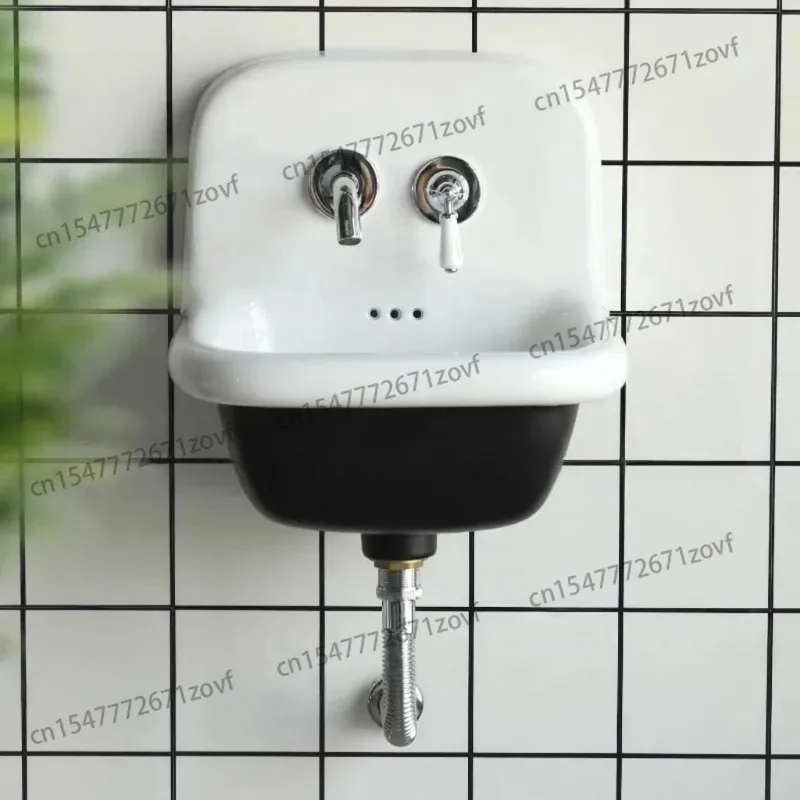Iron porcelain hanging basin exported to the United States, dishwashing, hand washing, face retro sink wall hanging dual-purpose