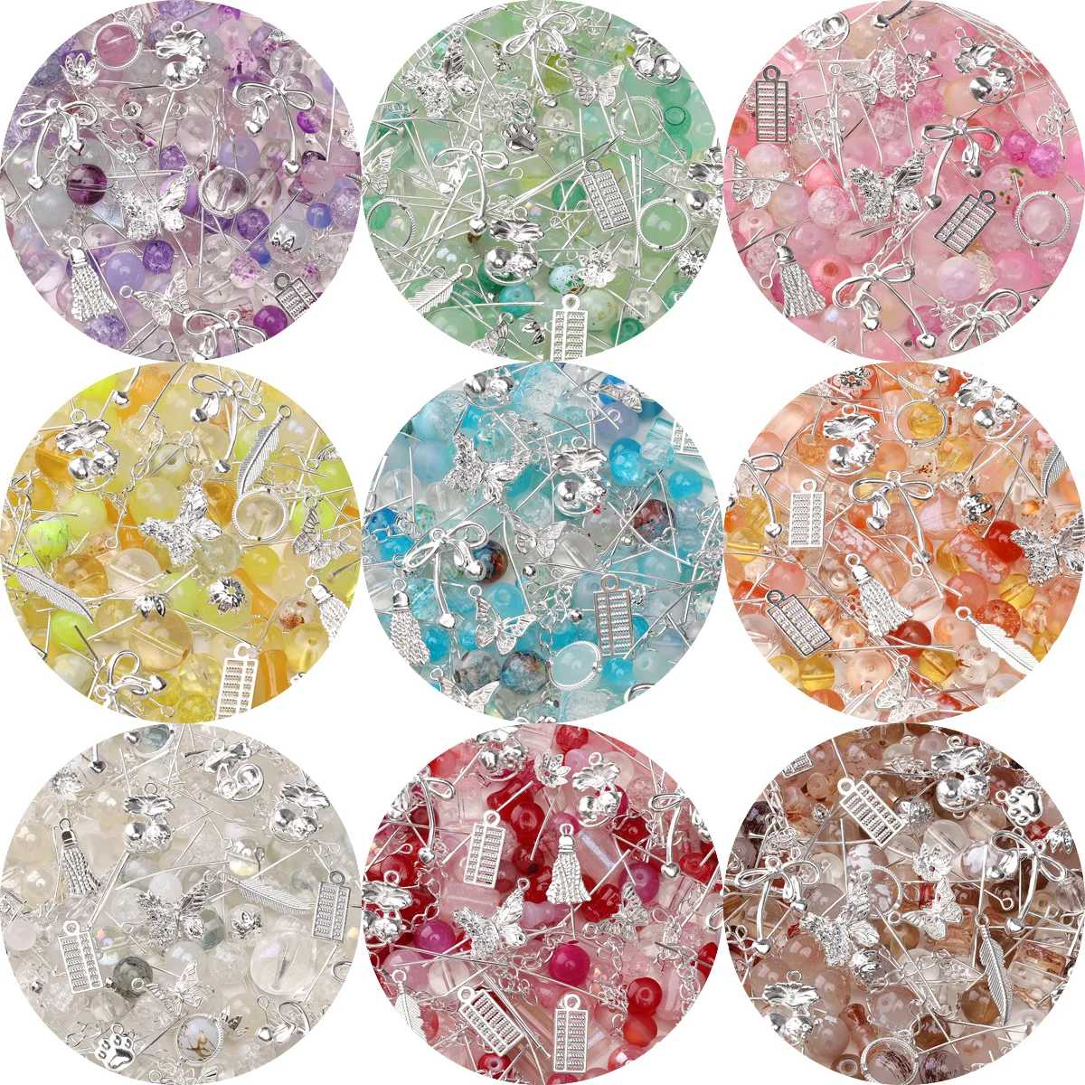 30-50g Bunte Glasperlen Silber Farbe Metall Charms Schmuck Materialien Set Für DIY Armband Telefon Kette Schmuck machen Erkenntnisse
