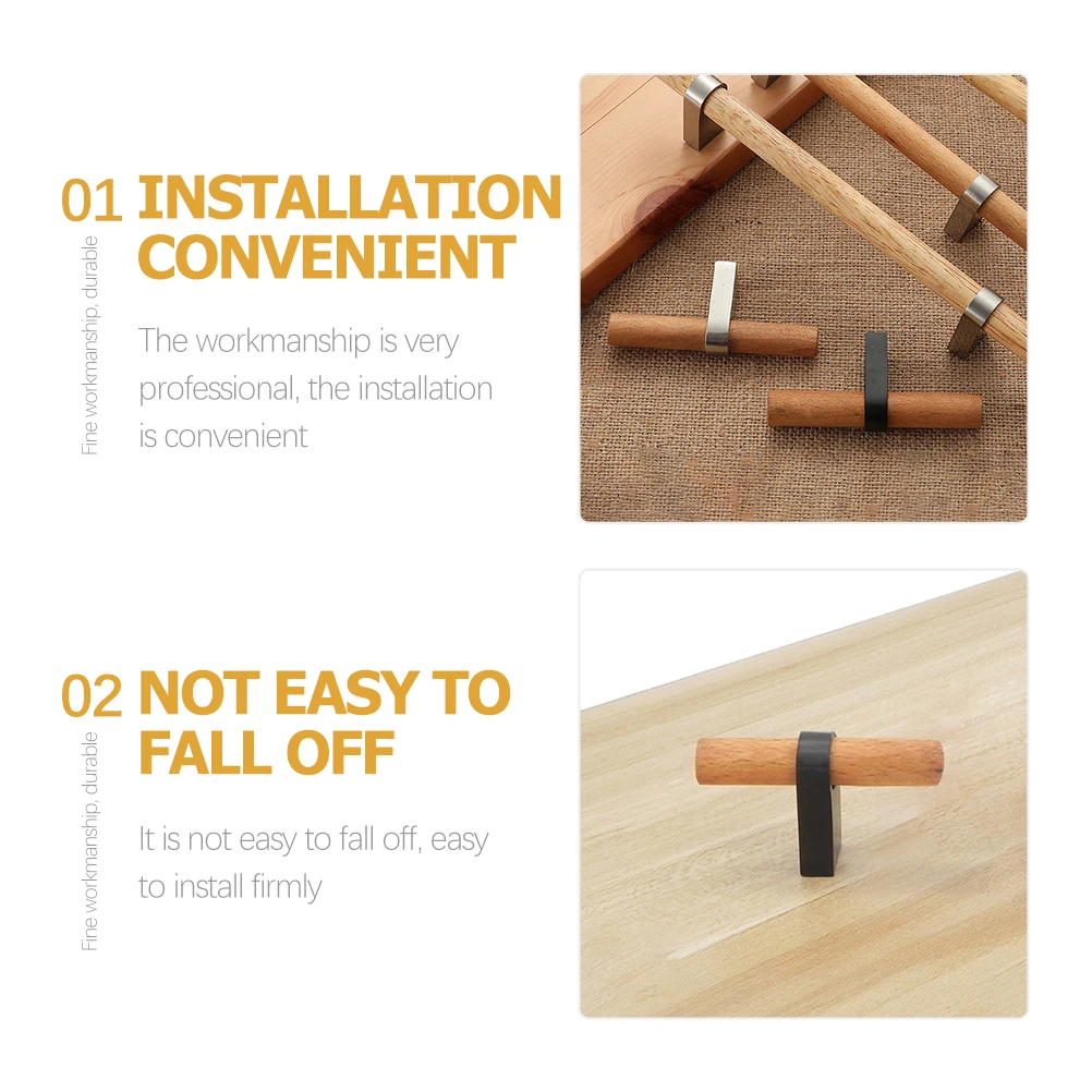 

Solid Wood Handle Drawer Knob Cabinet Pull Modern Black 100mm Smooth Anti Rust Corrosion Resistant Easy Install Wood Cabinet