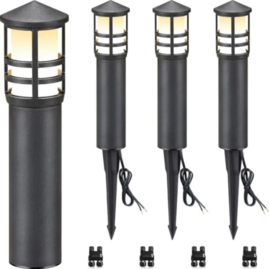 

4-Pack Low Voltage Pathway Lights 3W 3000K 12-24V LED Landscape Bollard Path Lights with Connectors CRI 90+ Aluminum Outdoor La