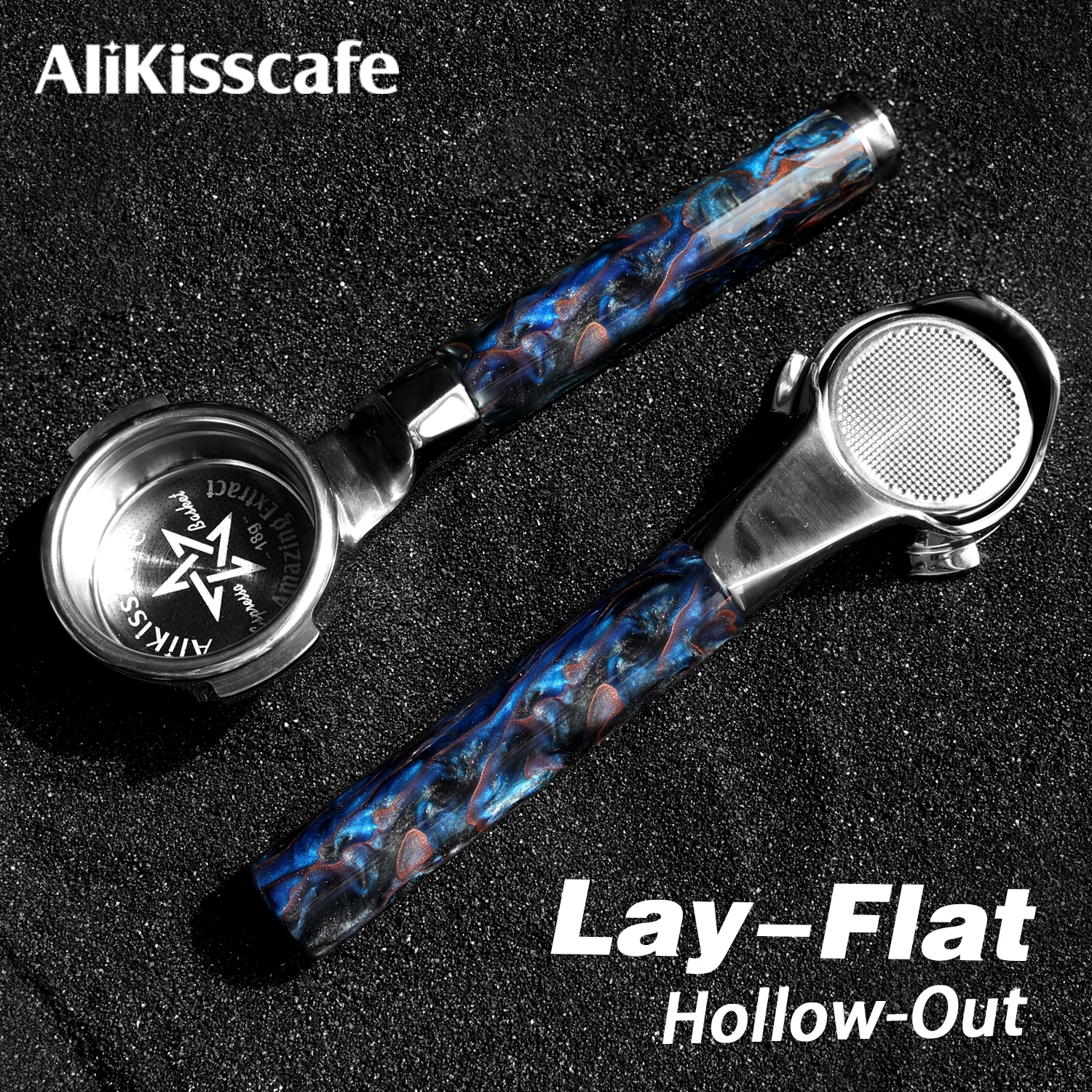 AliKisscafe Kaffee-Bodenloser Siebträger 58mm 54mm 51mm Flachliegend für Delonghi Breville Espresso-Zubehör Barista-Werkzeuge