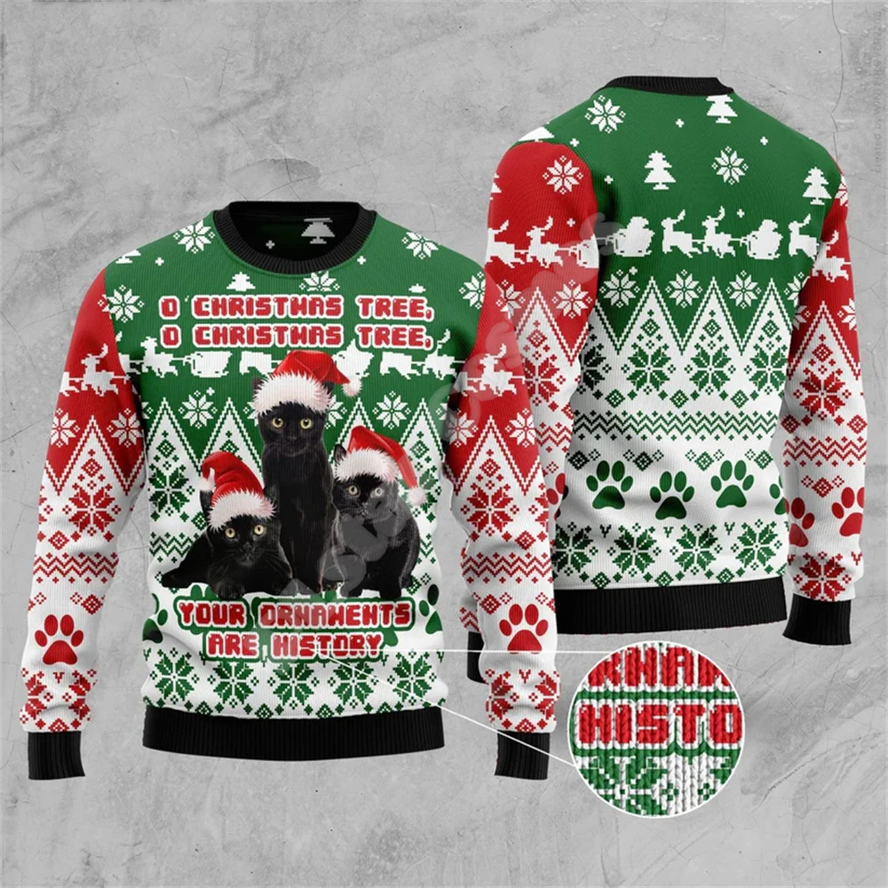 

Christmas Halloween Tree Santa Claus Tattoo Animal Ugly Sweater Streetwear 3DPrint Harajuku Casual Pullover Winter Sweatshirts J