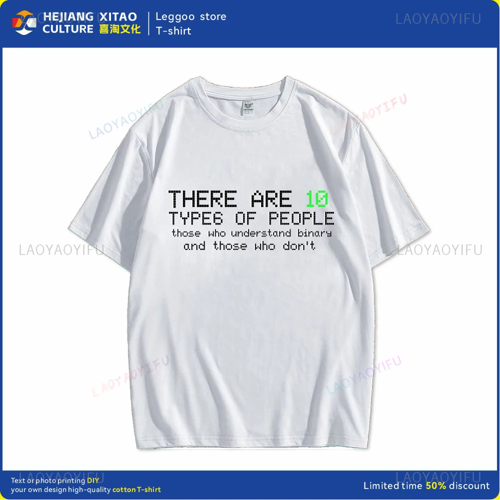 Istnie-10 rodzajów osób binarna zabawa komputer nerd koszulka z nadrukiem na zamówienie moda casualowe topy męskie i damskie z krótkim rękawem