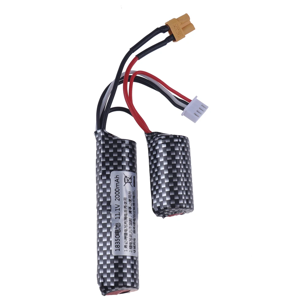 Литий-ионный аккумулятор 3S 11,1 в 2000 мАч 25C/зарядное устройство USB для электрического водяного гелевого шара бластера игрушечного пистолета Запчасти для радиоуправляемого аккумулятора 18350 11,1 В