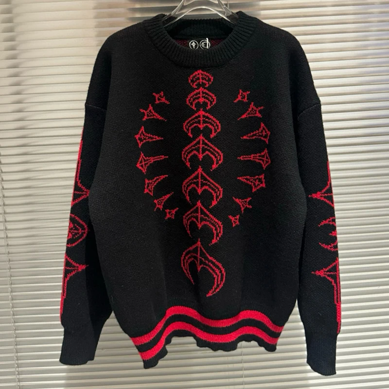 

Autumn Winter High-quality Thug Club Sweater Casual Men's Fashionable Logo Jacquard THUG CLUB Knitted Pullover