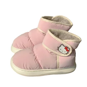 Hello Kitty Damen wasserdichte Baumwollschuhe, Winter im Freien, Modefarbenblock, Klettverbotsschnee, Baumwollschuhe, Geschenk 6 Hauptverkaufssicherheitsstiefel mit Klettverschluss - №5