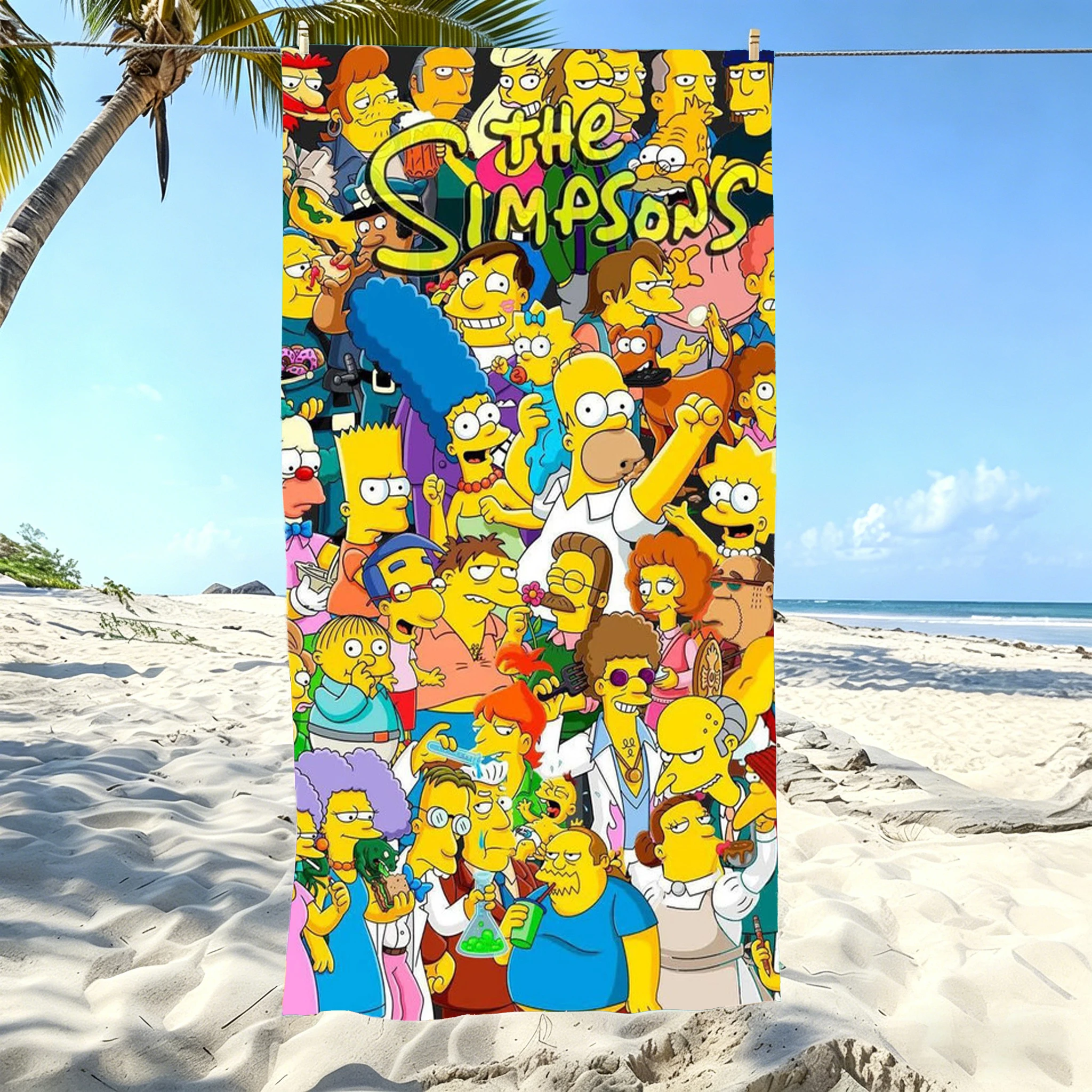 1pc The Simpsons Beach Towel Microfiber Quick Dry Classic Cartoon Bath Towel For Pool Beach Travel Cartoon Fans Gift