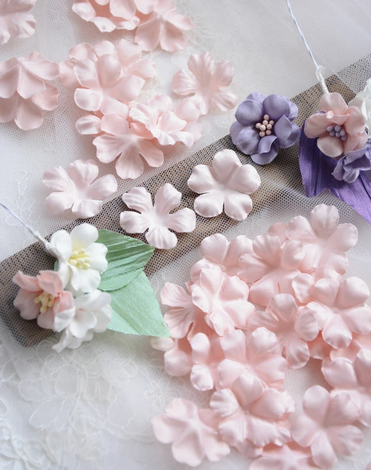 100 Stück Mehrfarbige DIY Handgemachte 3D-Organza-Blumen für Hochzeitskleider, Schleier, Mini-Blumen, Babykleidung, Bastelmaterialien 3CM RS4035 – Detail 15