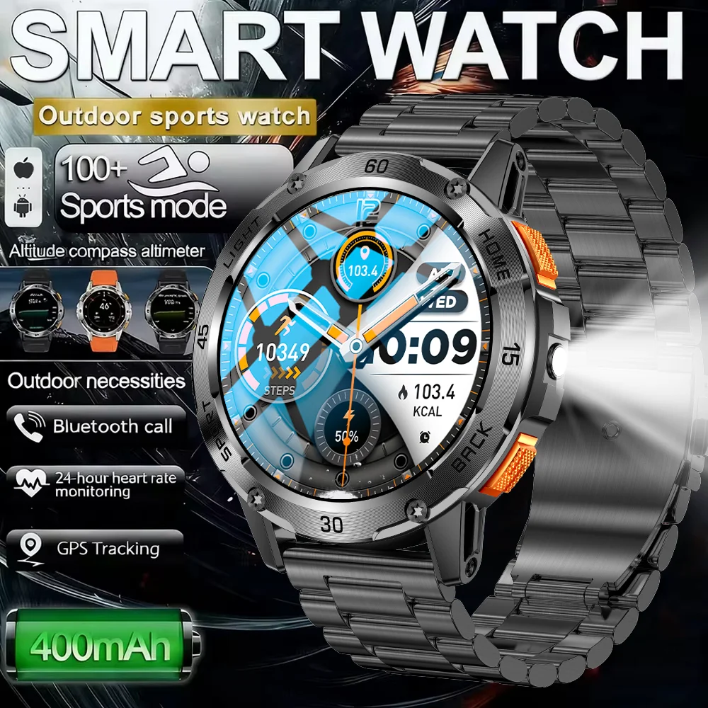 

Новые спортивные смарт-часы 2026 года с GPS для мужчин, аккумулятор 400 мАч, компас, военные, для активного отдыха, фитнес-трекер, пульсометр, звонки по Bluetooth, смарт-часы для мужчин