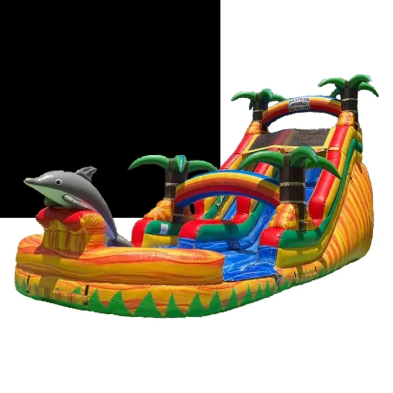 

Commercial Tropical Palm Tree Inflatable Water Slide Bouncing Castle Inflatable Water Slide with Swimming Pool