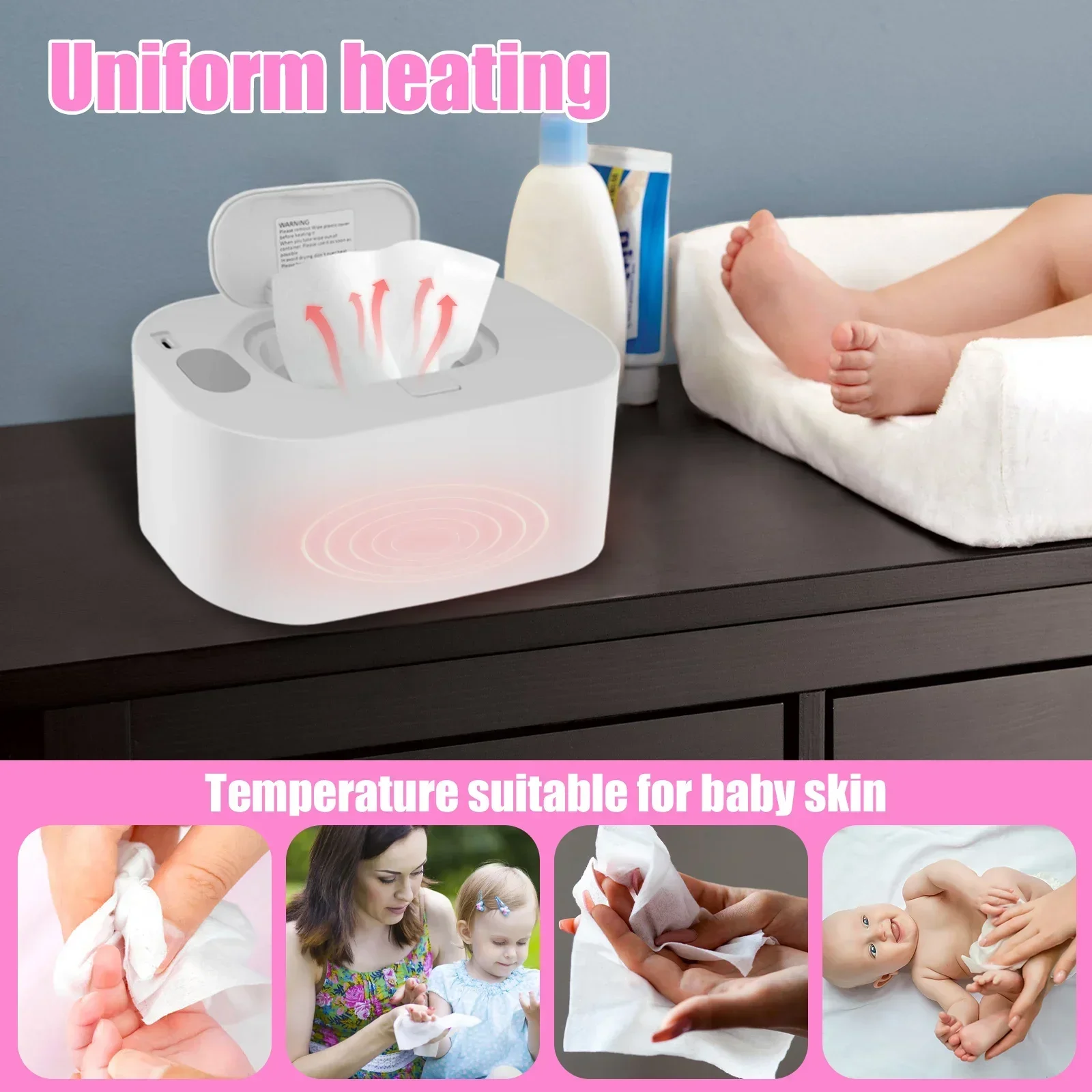 USB Baby Wipe Warmer Heater Portable Thermostat Disinfecting Wet Towel Dispenser Suitable for placing 80Pcs Thickened Wipes New