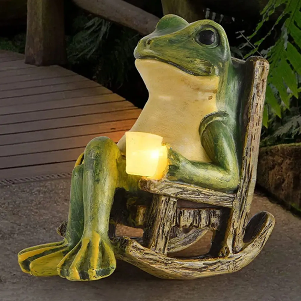 

Miniature Frog Garden Statue Outdoor Lights Resin Frog Figurine Solar Light Outdoor Decor for Patio Yard Balcony Lawn