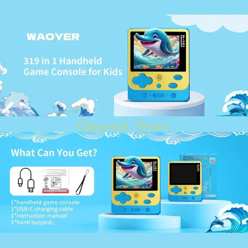 E7CE Adulto y niño Consola juego Handheld 319 Títulos clásicos Diseño compacto con batería duradera para On the Go Fun