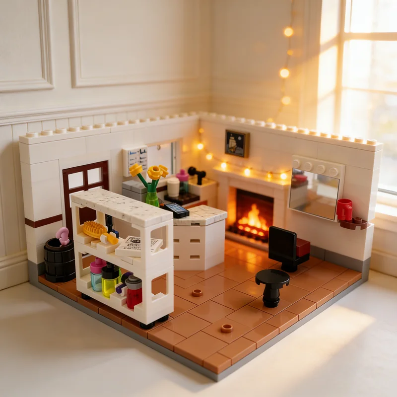 213pcs MOC Creator The Hairdresser S Model Building Blocks Architecture Assemble Toy DIY Festival Gift Education Creative Idea