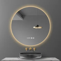 40/50/60CM Round Smart Bathroom Mirror Hotel Bedroom Decor LED Wall Mirror 3Color Adjustable Backlight Defogging Bathroom Mirror