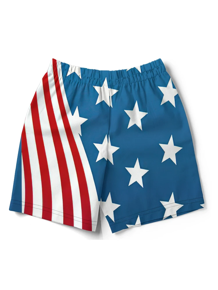 American Independence Day elements 3D digital printing loose casual men's quick-drying shorts popular beach pants