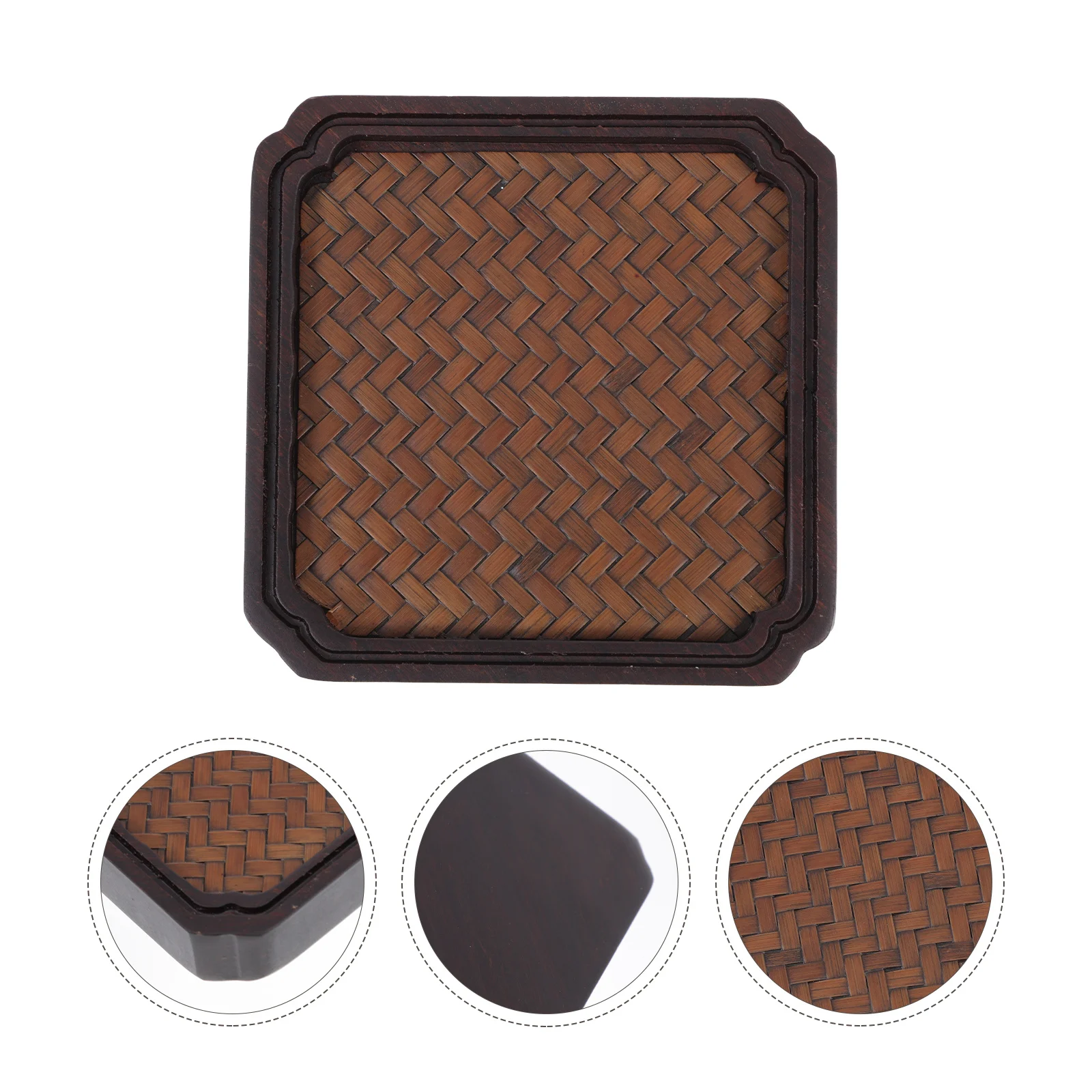 

1pc Bamboo Coaster Cup Mat Non-Slip Heat Resistant Foldable Insulation Pad For Home Kitchen Table Decor Braided Tea Set Mat