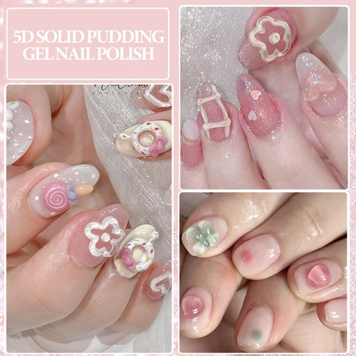 Imagen 2 del producto LILYCUTE-esmalte de uñas en Gel con forro en relieve de pudín sólido 5D, pintura de estilo coreano, textura, modelado estereoscópico, Gel artístico para uñas