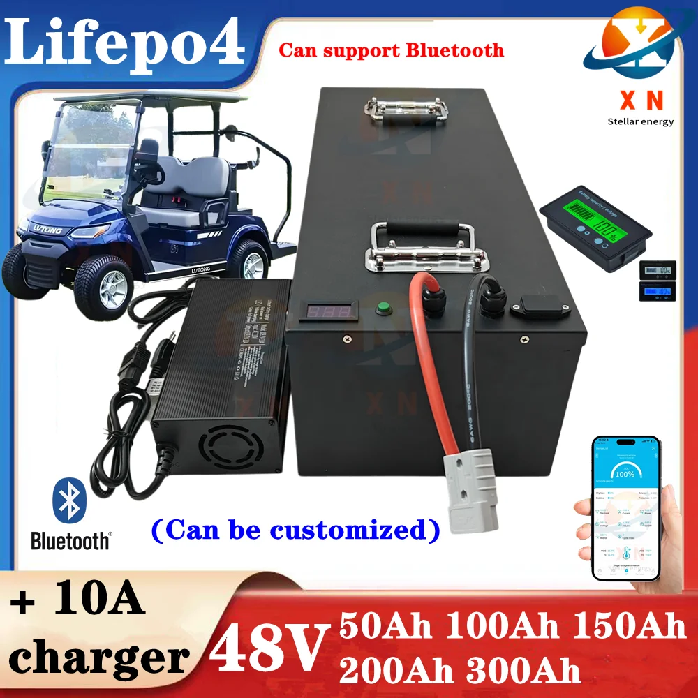 48V 50Ah 100Ah 150Ah 200Ah 300Ah Lifepo4 Lithium Battery pack bluetooth Parellel for Solar system 3000W 5000W 6000W Inverter