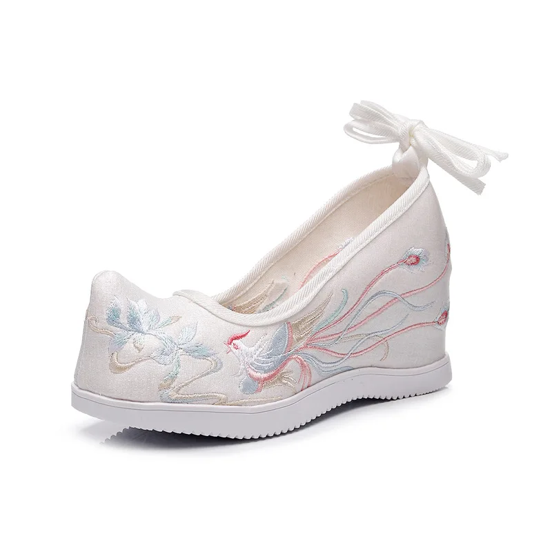 

Chinese Traditional Style Hanfu Ancient Women Flats Shoes Hanfu Shoes Bandage Hidden Heels Wedge Oriental Shoes