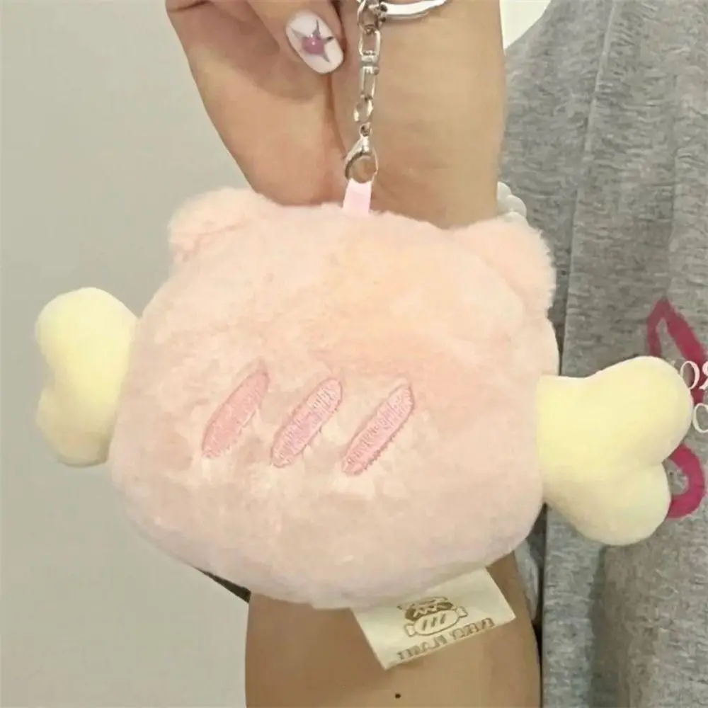 

Fluffy Pig Detachable Bone Keychains Girl Heart Soft Pig Head Plush Doll Keyring Jewelry Cartoon Pig Plush Keychain Bag Hanging