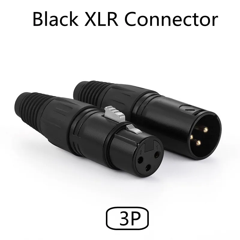 Copper Needle Gold-platedThree Core Black XLR plug, High-quality Male and Female Plug Audio Adapter, black XLR Socket