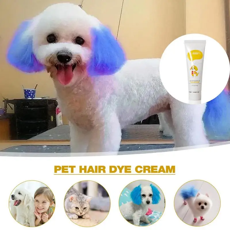 Pet Dye Dog Dye 80g For Puppies Hair Coloring Fruit Aroma Long Lasting Pet Hair Dye Cream For Puppies And Kittens