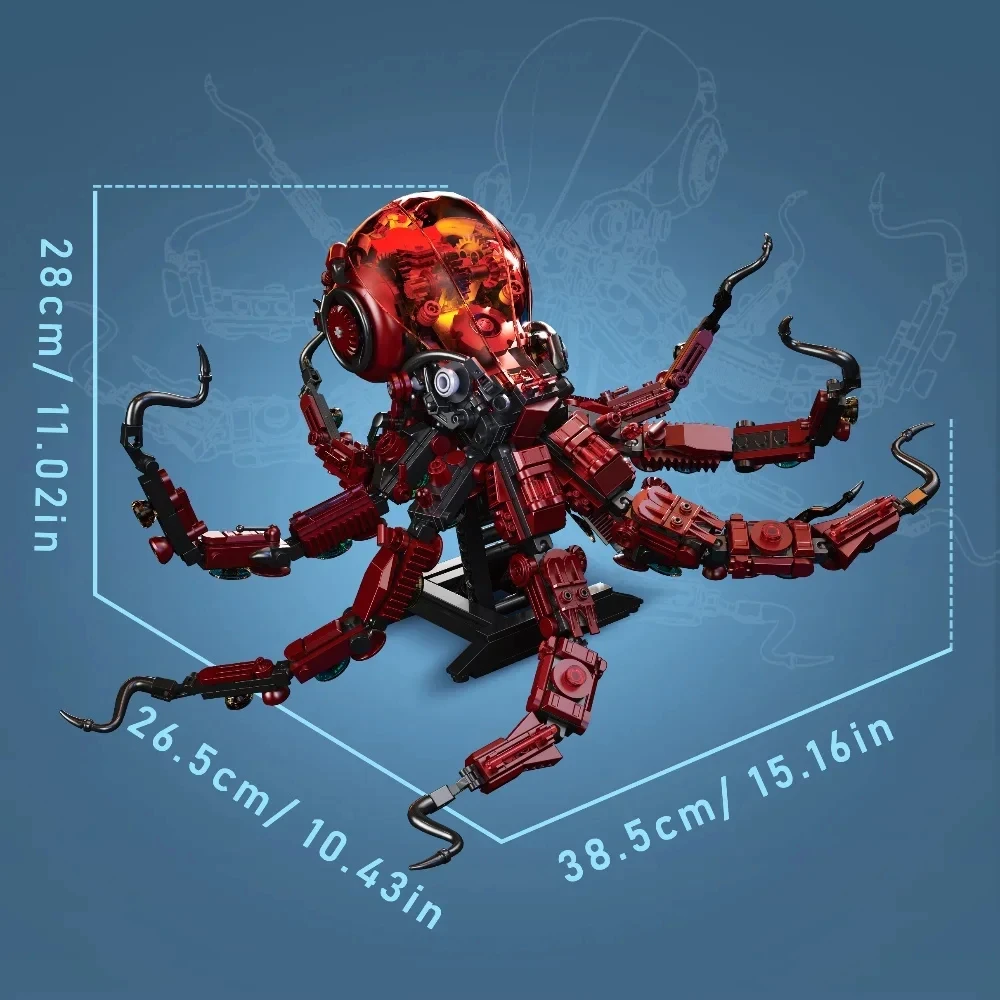 Creativo MOC 882 Uds. Modelo de pulpo mecánico, juego de bloques de construcción DIY, Kits de ladrillos de pulpo Mechs, juguetes para niños, regalos
