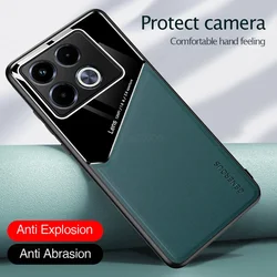Leather Camera Protect Phone Case for Infinix Note 40 Pro Plus HTO 40 40i Samart 8 4G 5G Car Magnetic Function Shockproof Cover