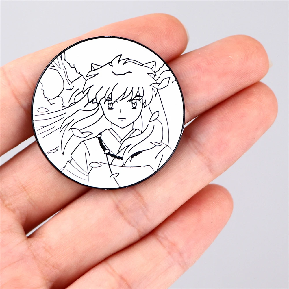 Anime Inuyasha Kikyō Sesshoumaru Higurashi Kagome Cosplay Costume Props Metal Badge Pin Alloy Brooch Xmas Gift