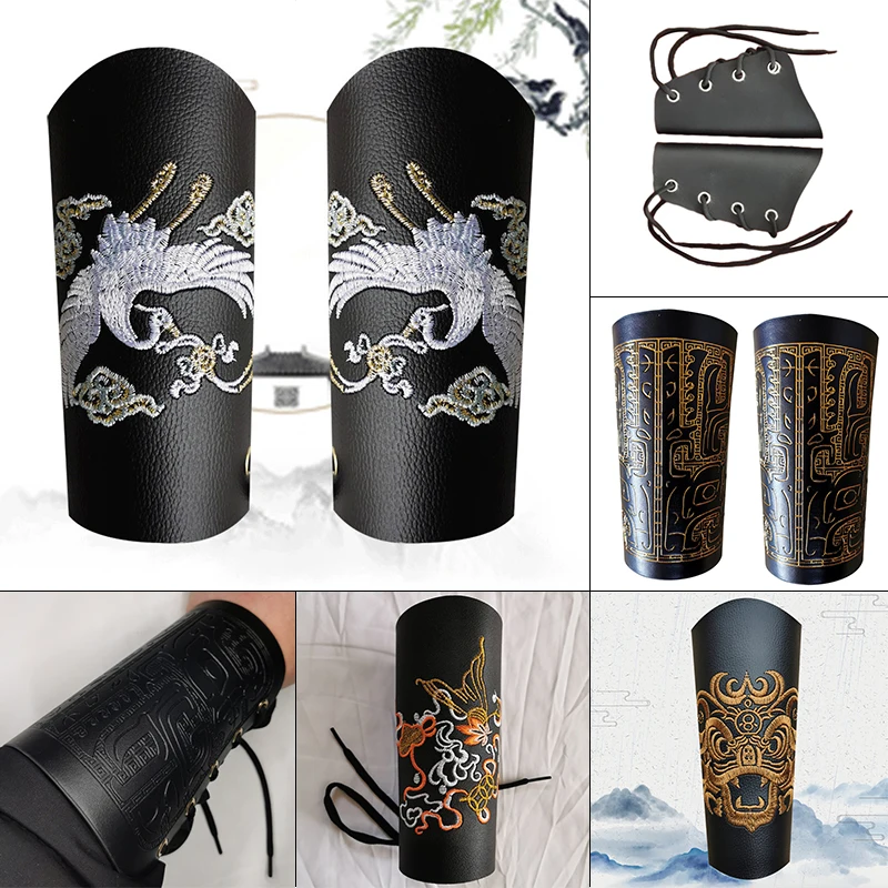 1 paar Oude Hanfu Bracer Vrouwen Mannen Ming-dynastie Cosplay Polsband Chinese Traditionele Zwaardvechter Bracers Hanfu Accessoires