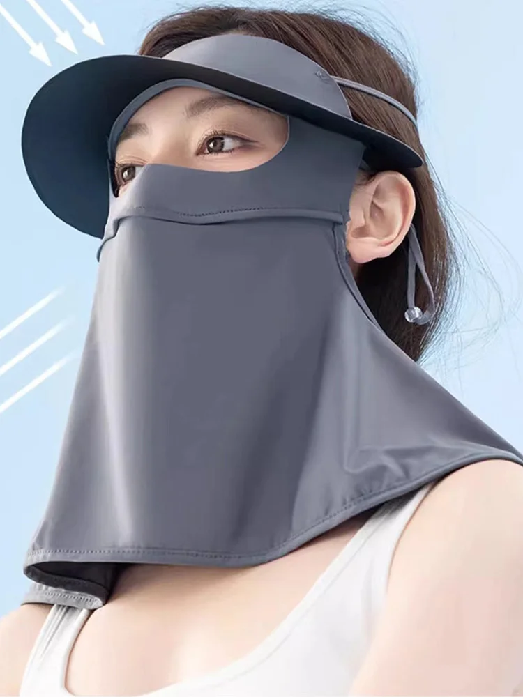 Summer UPF50 + Outdoor Sunscreen Facekini Women Long Mask Hat Anti-ultravioletto traspirante Cover Face Nylon