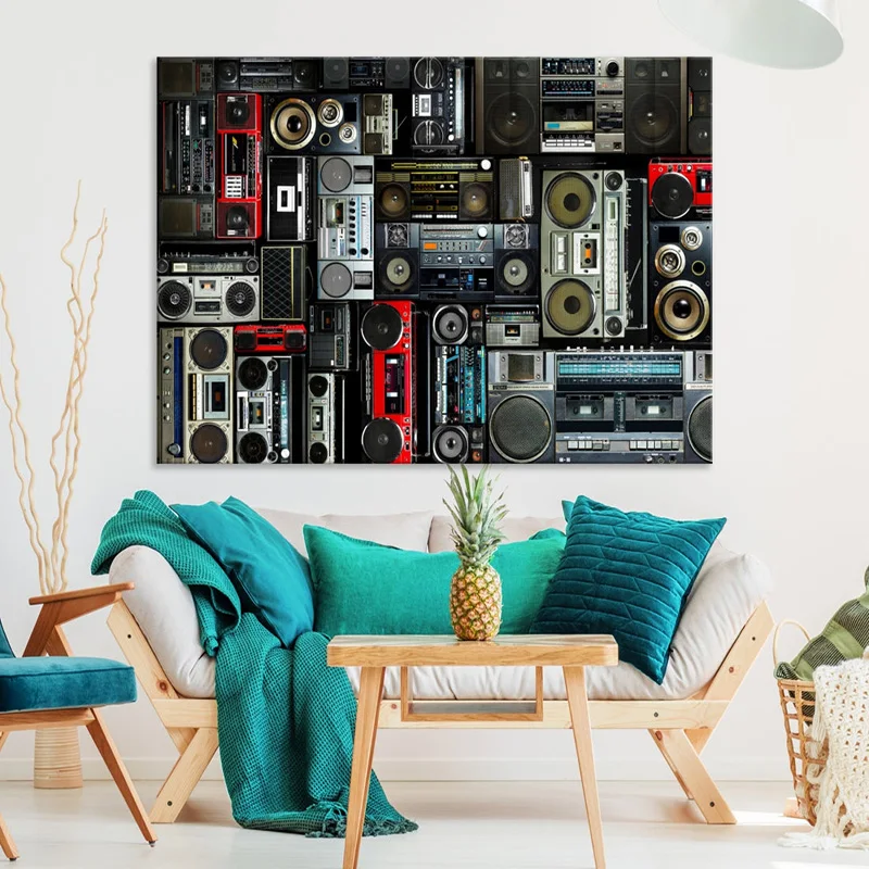 80s Vintage Boombox Radio Canvas Painting Wall Art Retro Music Recorder Posters and Prints for Living Room Bar Home Decoration