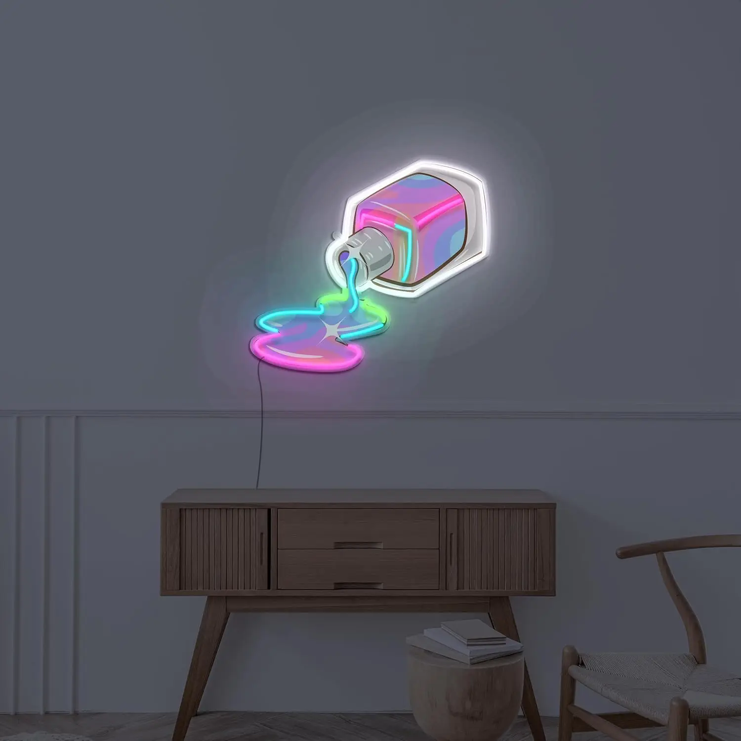 Nail Polish UV Printing Neon Sign Dimmable LED Light USB Power Switch Suitable for Beauty Shop Dressing Room Decoration Gifts