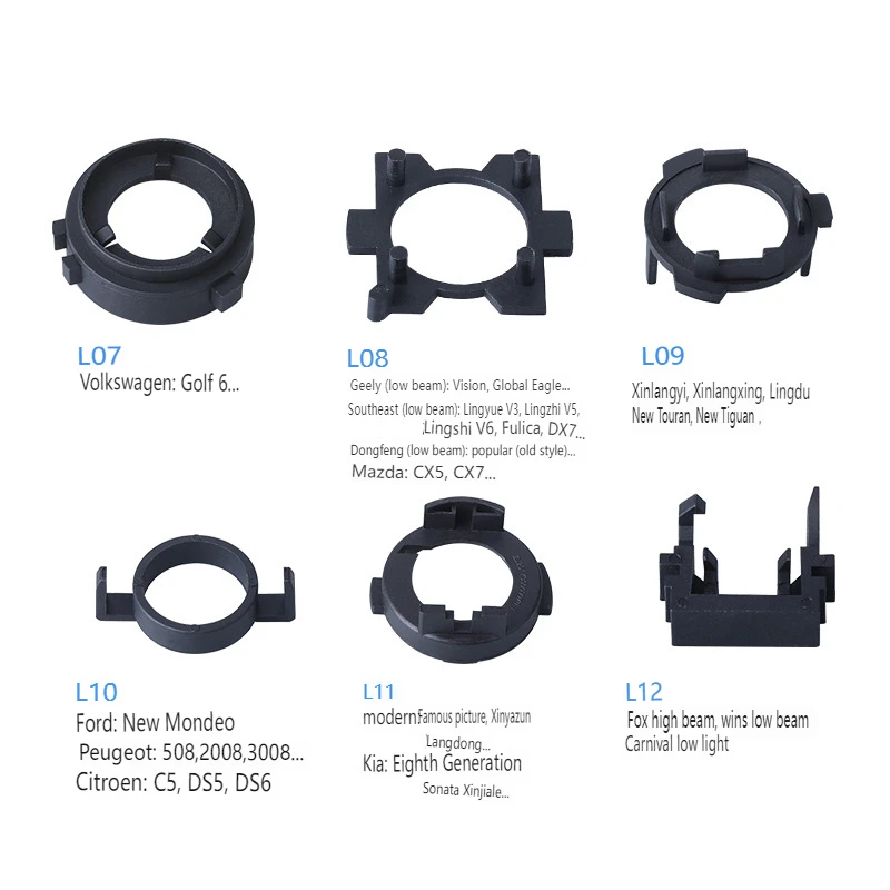 

Universal LED Headlight Base Kit with Stainless Steel Clips and Adapters for Car Bulbs and Lights