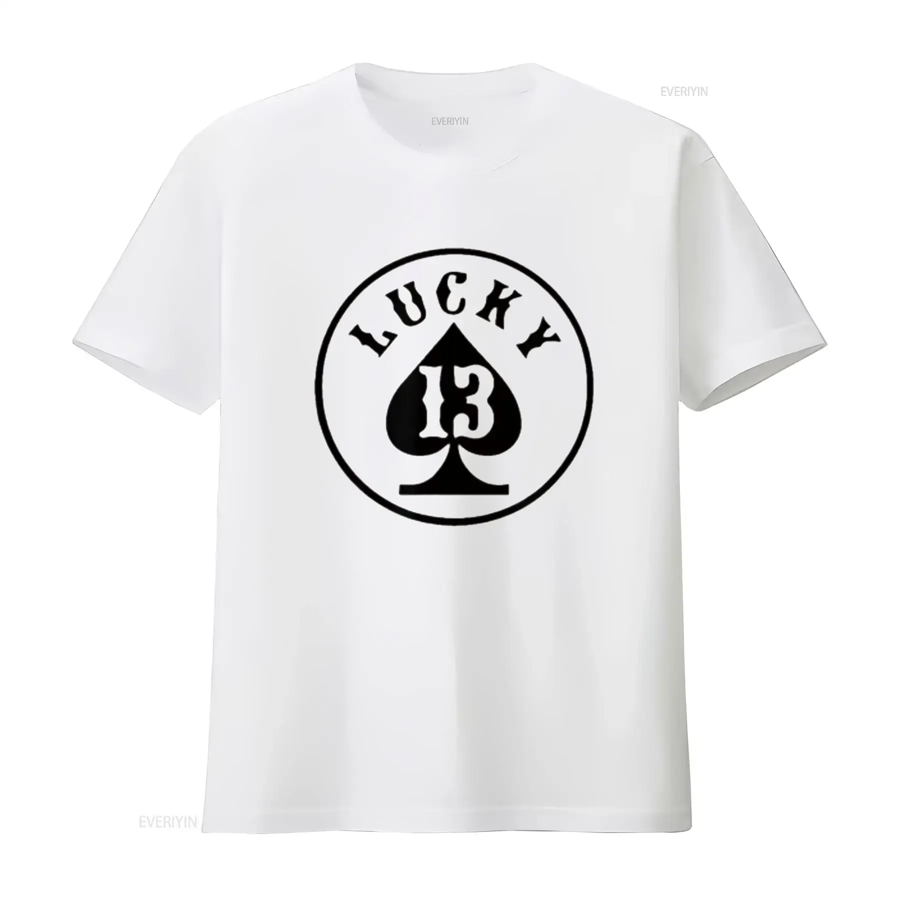

Lucky Number 13 Womens T Shirt Card Game White vintage Washed graphic Breathable designer clothes streetwear Stretched Stylish
