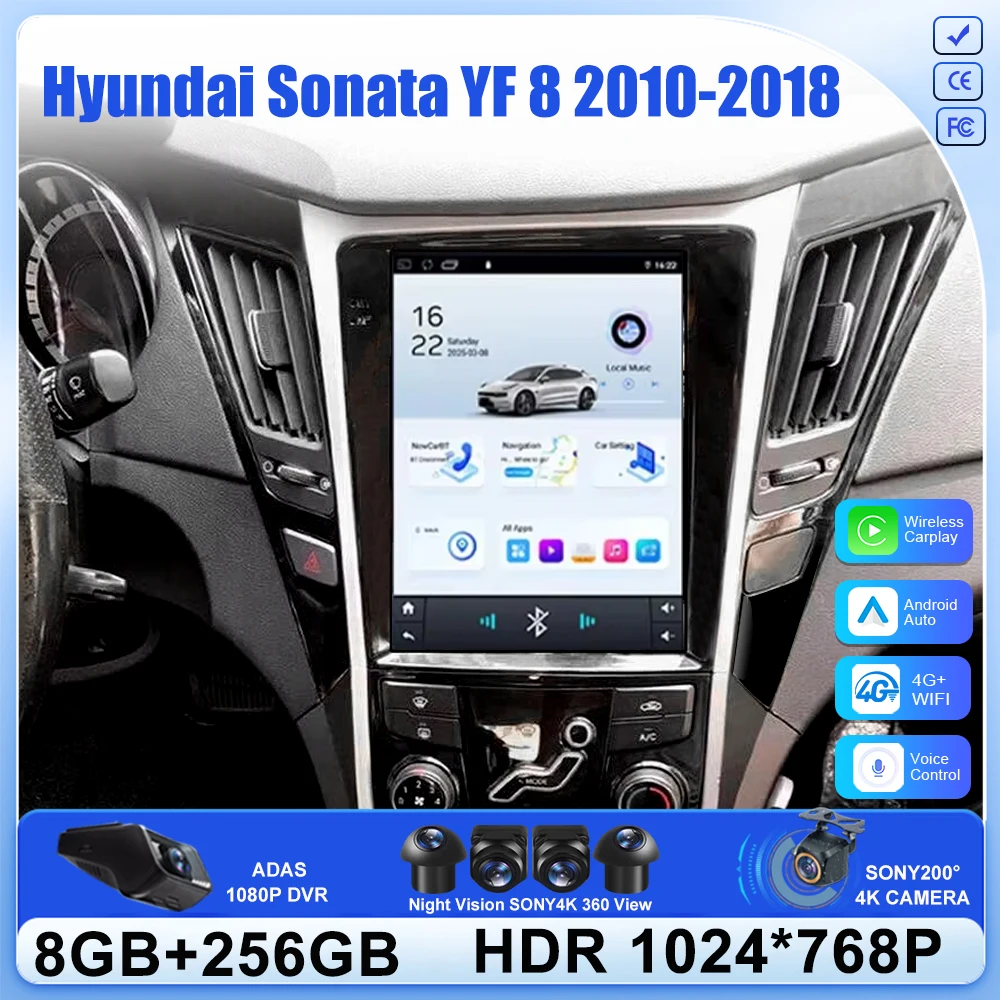 9.7 inch Android 16 Car radio For Hyundai Sonata YF 8 2010-2018 Multimedia Video Player no 2 Din Carplay Auto Stereo DVD 4G WiFi