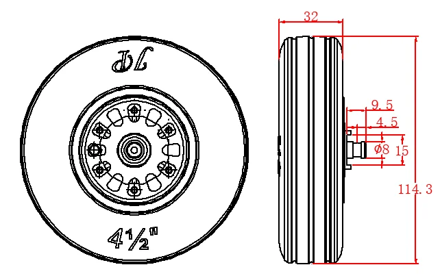 XAERO 115 mm (4,5 pouces) roues de frein pour Jet RC, moyeu en aluminium robuste avec pneus en caoutchouc à haute friction, accessoires de train d'atterrissage