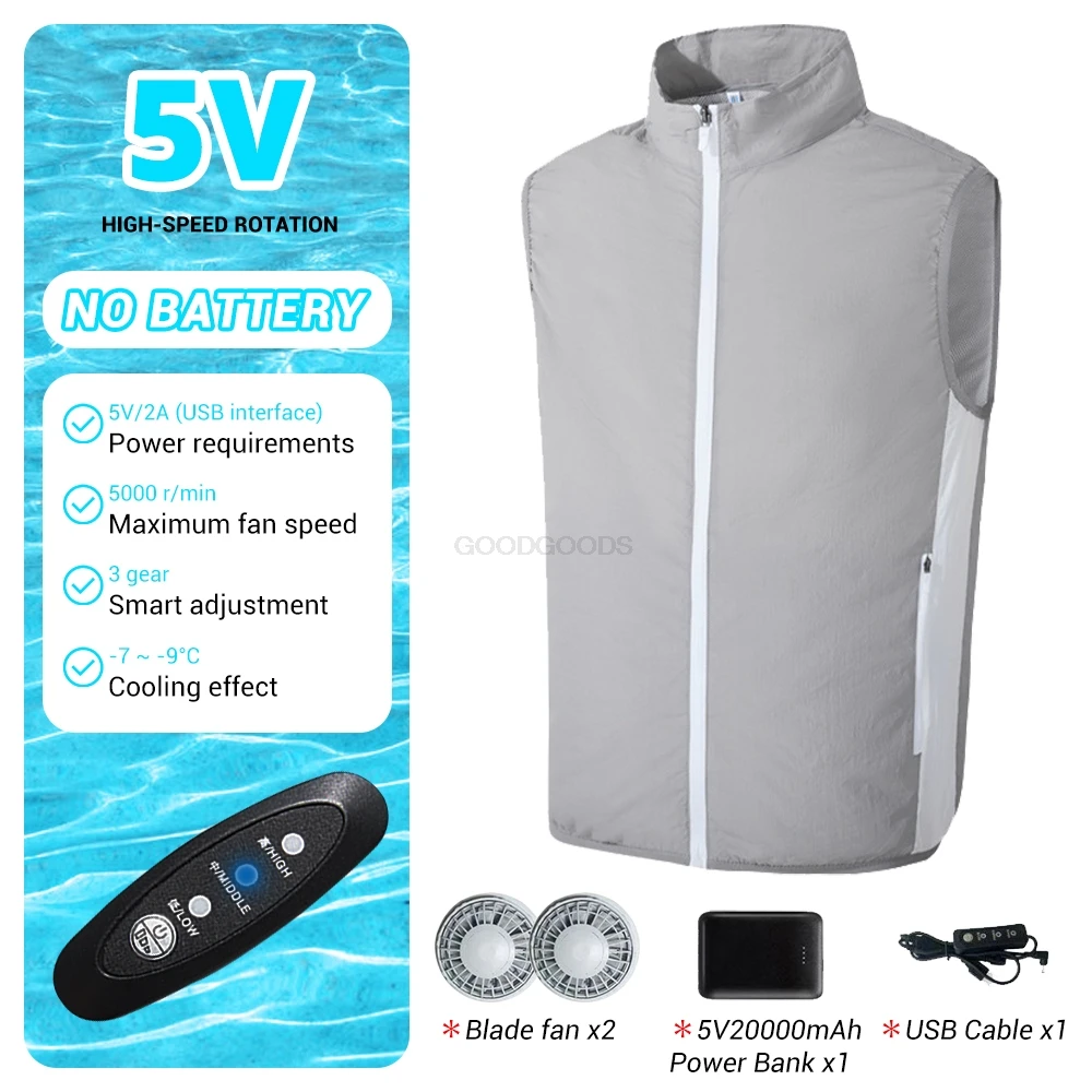 

Hiking Wearable Cooling Fan Vest USB Air Conditioned Clothes Powered Heat Resistant & Breathable 3 Modes for Hot Weather Work