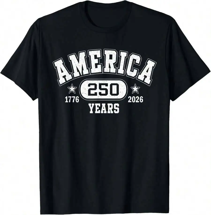 America 250 Years 1776 2026 USA 250Th Anniversary 4Th July T-Shirt 100% Cotton Trendy Y2K Short-Sleeve Tee – Soft, Quick-Drying,