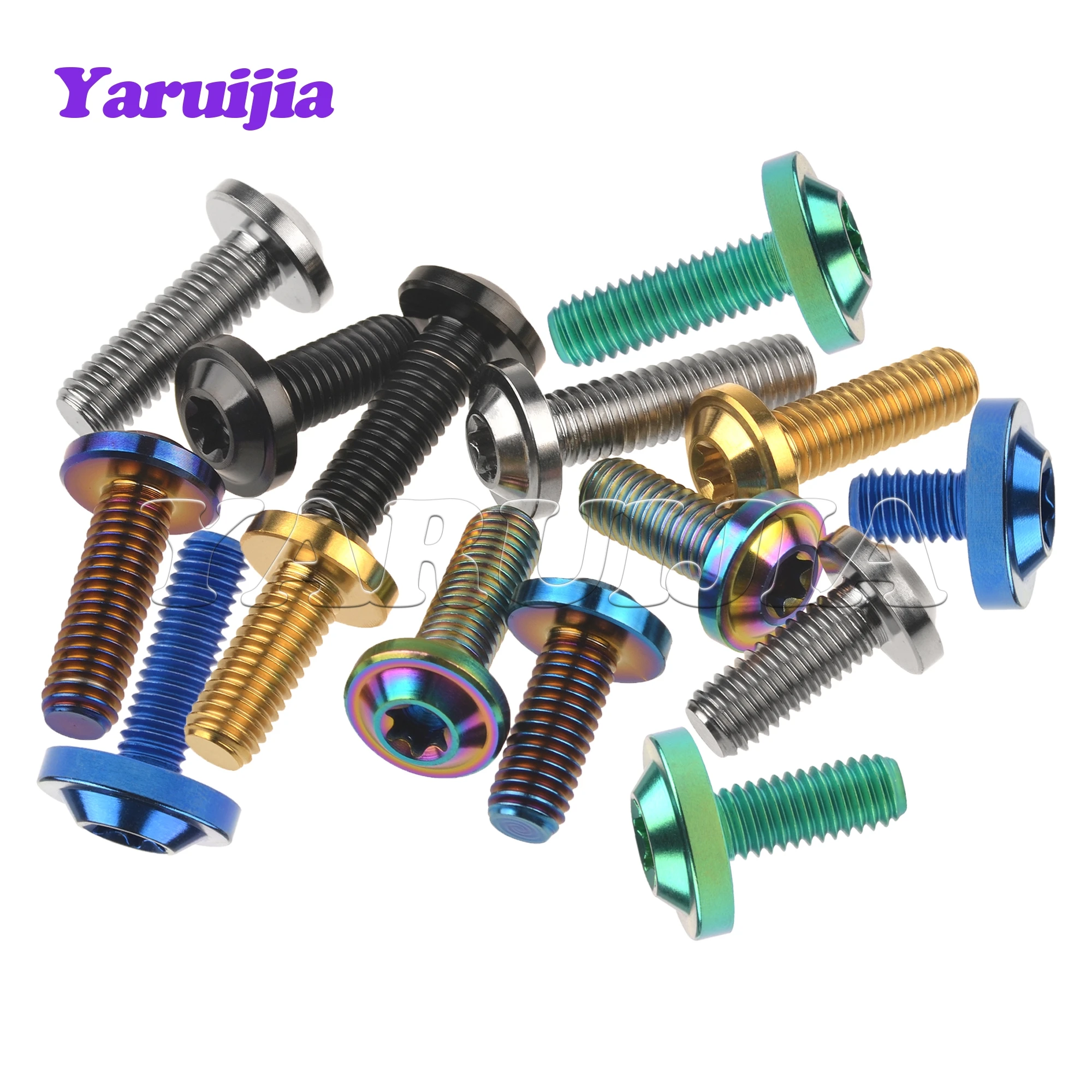 Yaruijia Titanium Bolts M5/M6/M8x10/12/15/20/25/30/35/40/50/60/70mmTorx Head Screws for Motorcycle Riding Modification Fasteners