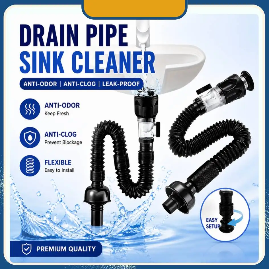 

Flexible Drainage Outlet Pipe For Kitchen Bathroom Vanity Restroom Draining Sink