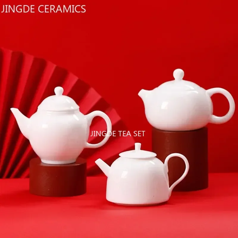 Mutton Fat Jade White Porcelain Teapot Chinese Ceramic Tea Set Home Ball Hole Filter Tea Pot Small Capacity Beauty Tea Infuser