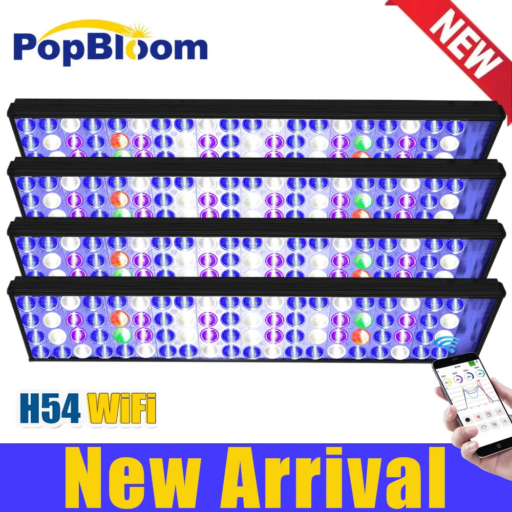 

4 x PopBloom WiFi Control Marine Aquarium Lamp, Full Spectrum Aquarium LED Lamp for 240cm/96" Reef Coral Marine Fish Tank Lights