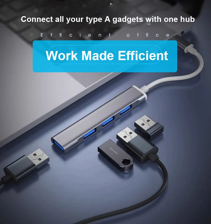 USB-концентратор, 4 порта USB Type-C, USB 3,0, OTG