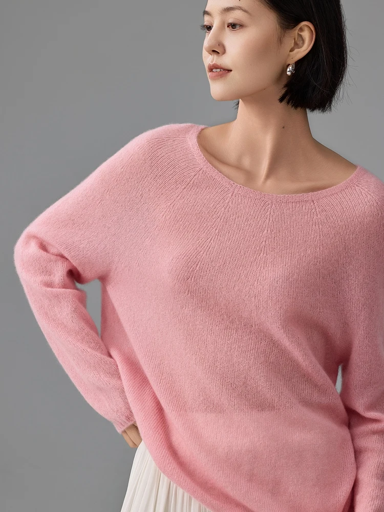 

Базовый свитер с круглым вырезом, осенне-зимний, женский, изысканный, однотонный, теплый, мягкий, вязаный, 100% кашемир, повседневный, свободный крой, топ