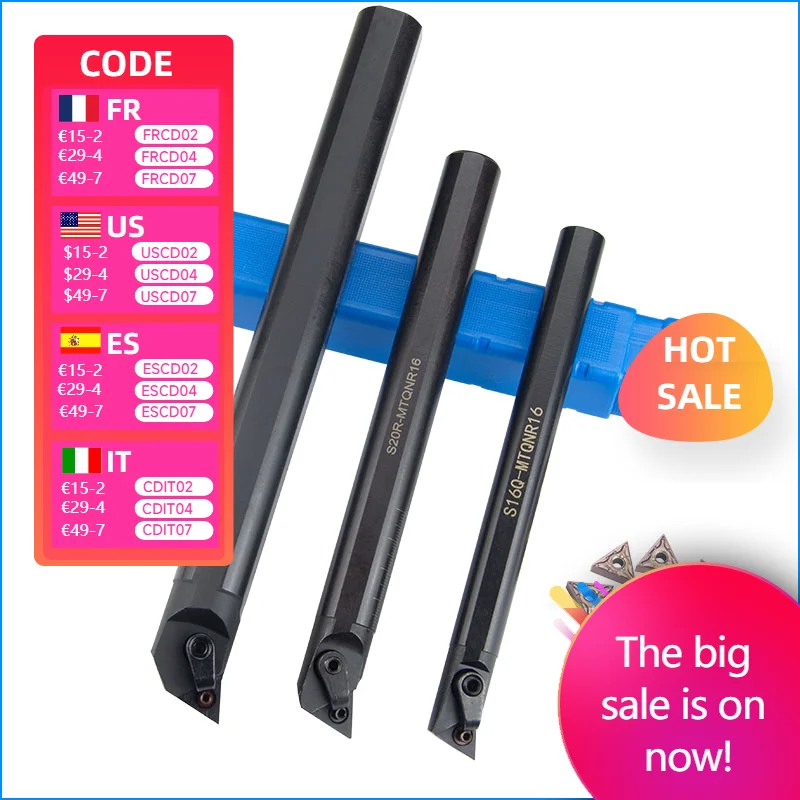 

S16Q-MTQNR16 S32T-MTQNR16 TNMG16 Carbide Inserts for Metal Cutting Internal Turning Boring Machining Tool Holder for CNC Lathe